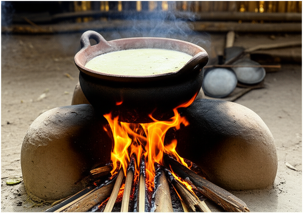 Traditional clay pot cooking process