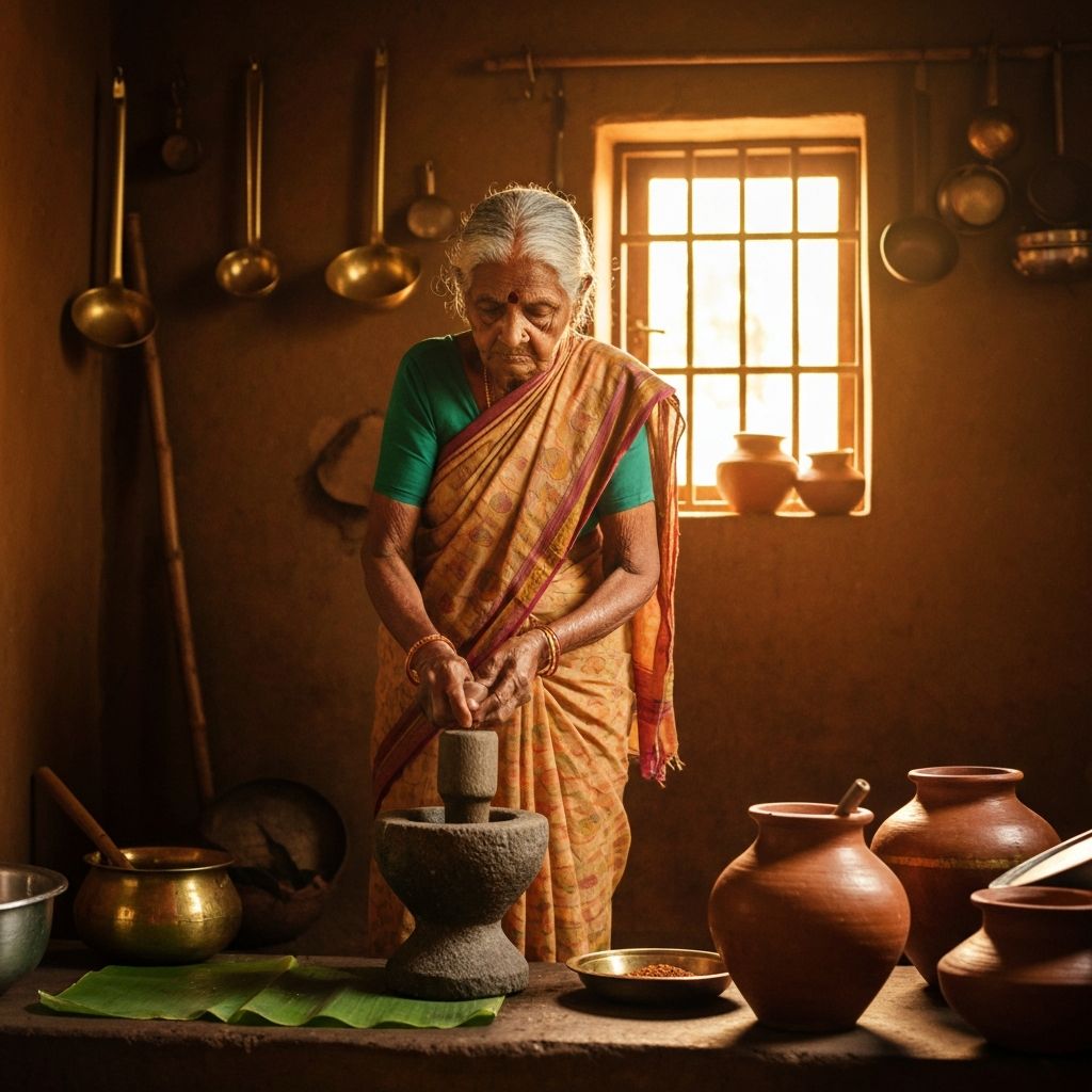 Chittamma in her traditional kitchen